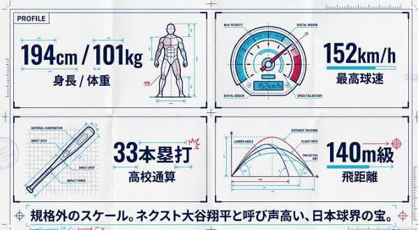 山梨学院高校の菰田陽生投手の身長194cm、体重101kg、最速152キロ、高校通算33本塁打などの基本プロフィール資料