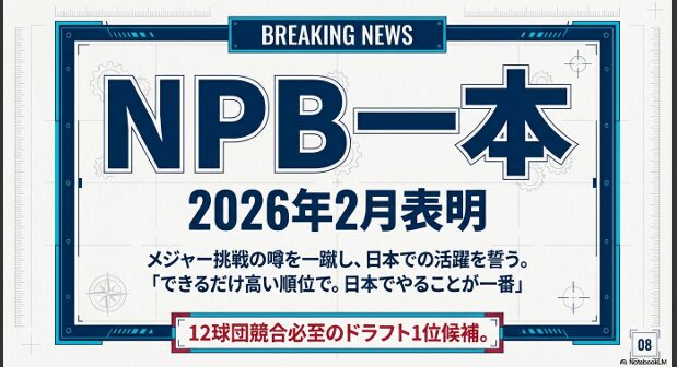 ドラフト指名への展望。NPB一本を表明