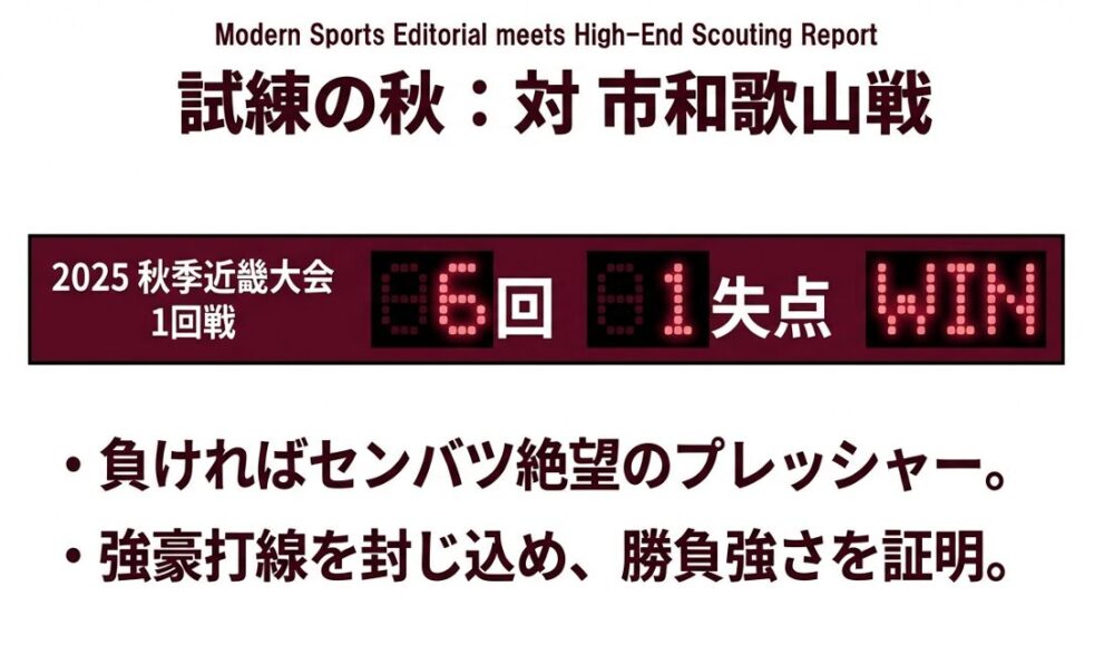 秋季近畿大会の市和歌山戦で6回1失点の好投を見せた実績