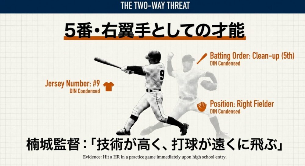 背番号9を背負い、クリーンアップとして活躍する野手・岩見輝晟の打撃センスを裏付けるスライド