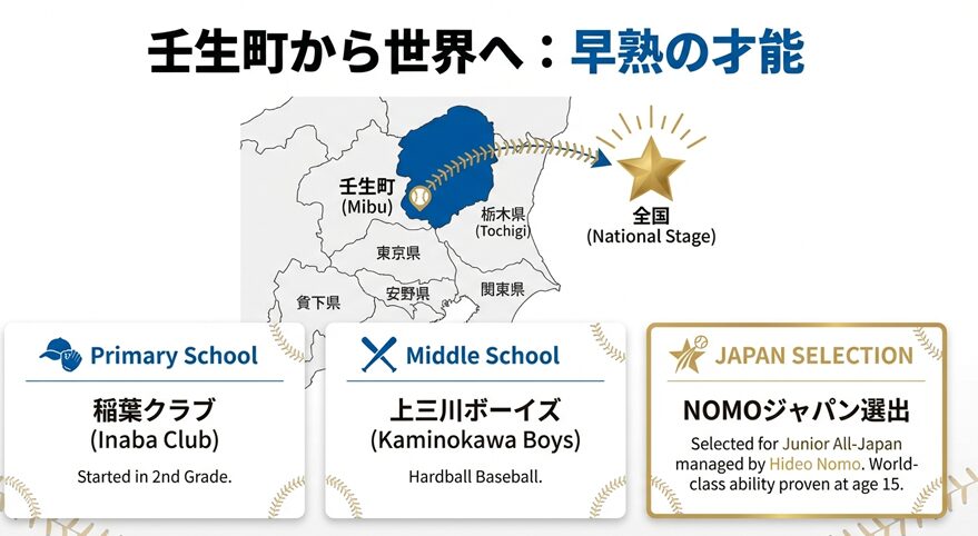 栃木県壬生町出身の黒川投手が稲葉クラブ、上三川ボーイズを経てNOMOジャパンに選出されるまでの歩み