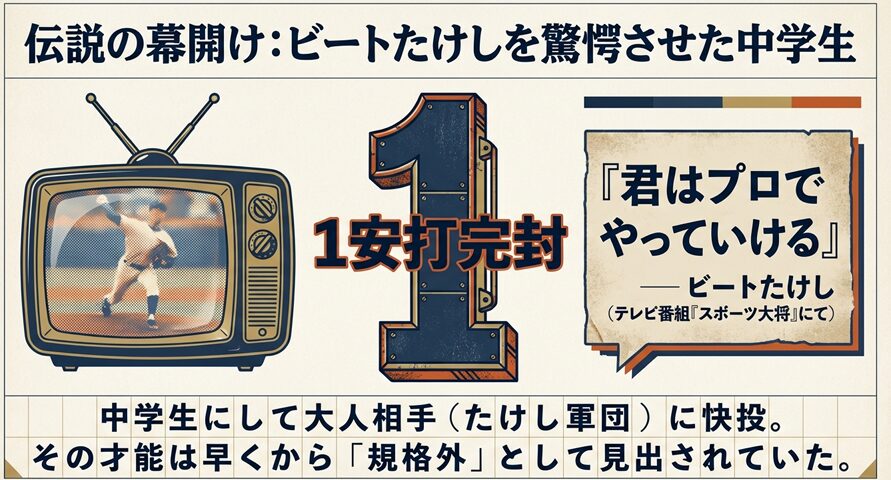 ビートたけしに「プロでやっていける」と言わしめた中学時代の1安打完封記録 
