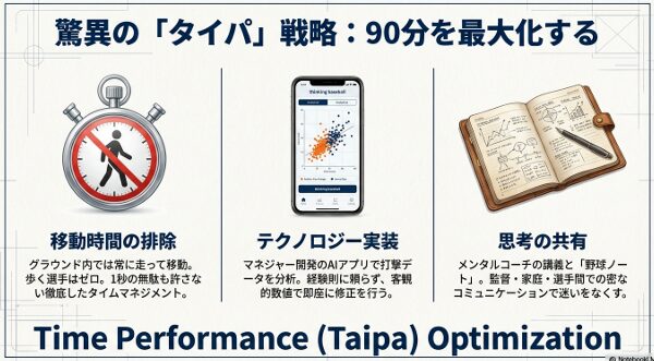 時間授業の後にわずか90分の練習で甲子園を決めた長崎西高校のタイムスケジュール比較図