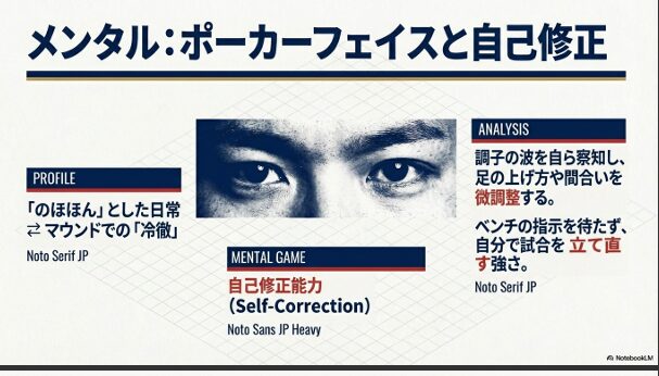 マウンドでの冷静なメンタルと自ら試合を立て直す自己修正能力の分析