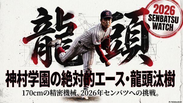 神村学園のエース龍頭汰樹選手の2026年センバツ甲子園に向けた紹介スライド