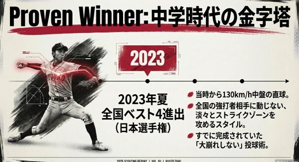 中学時代の筑後ボーイズで全国4強入りを果たした際の投球スタイル解説