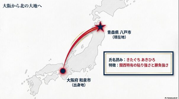 大阪府和泉市出身、和泉市立富秋中学校時代の情報を記載したルーツ紹介スライド