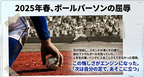 1年生の春、選抜でボールパーソンを務めた土田義貴投手の悔しさと「次はあそこに立つ」という誓い