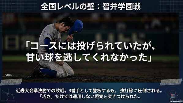 近畿大会準決勝の智弁学園戦での敗戦。「巧さ」だけでは通用しない現実を痛感した場面の解説