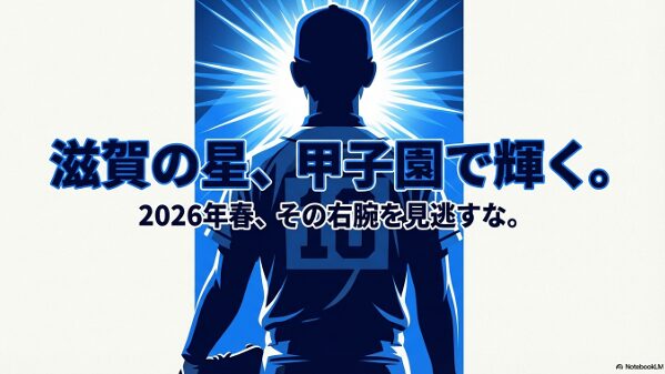 「滋賀の星、甲子園で輝く。」というメッセージと共に伴田蒼生の活躍を願うクロージングスライド