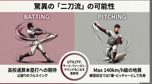 中村勇斗選手の打撃（フルスイング）と投球