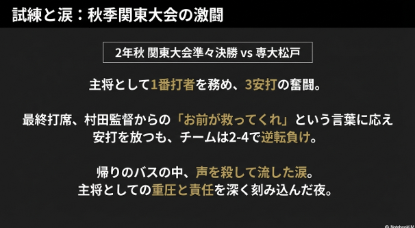 2年秋・専大松戸戦での奮闘と敗戦後の葛藤についての記録