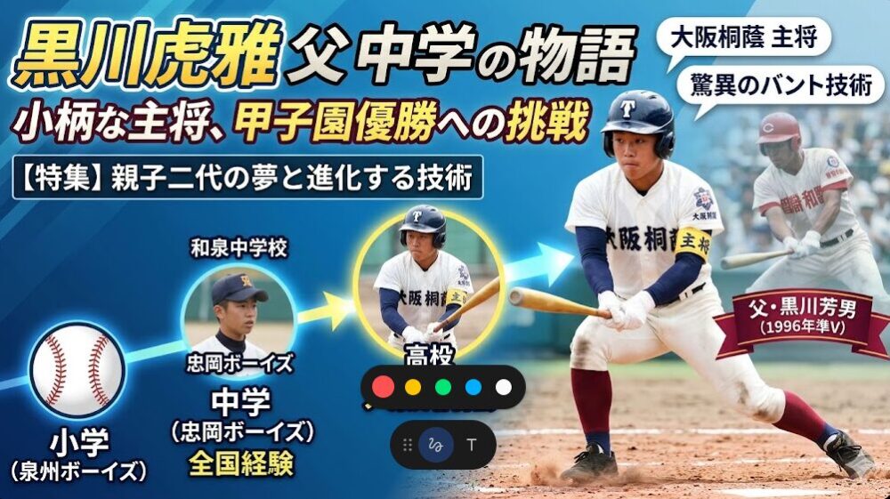 大阪桐蔭 黒川キャプテン 父、中学の物語