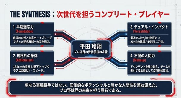 早期適応力、身体能力、二刀流、人間力の4つの要素を兼ね備えた平田玲翔選手の総合評価まとめ